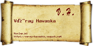 Váray Havaska névjegykártya